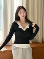 Ribbed Vneck Layered Top - Image 8