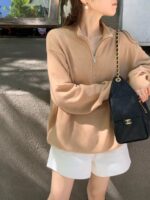 OUNCE Cashmere Half-Zip Knit Top - Image 6