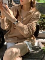 OUNCE Cashmere Half-Zip Knit Top - Image 10