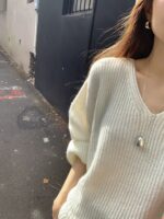 OUNCE Mohair V-Neck Knit Top - Image 17