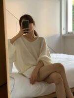 OUNCE Mohair V-Neck Knit Top - Image 25