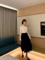 [Premium] Ruffle Hem Flowy Midi Skirt - Image 15