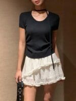 [Premium] Tiered Lace Mini Skirt