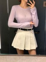 [Premium] Belted Pleated Mini Skirt - Image 4