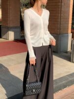 [Premium] Sheer Trim Button Knit Cardigan - Image 8