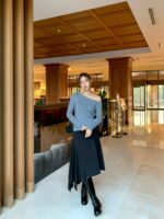 [Premium] Side-Ruched Boatneck Knit Top - Image 4