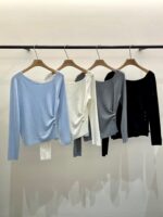 [Premium] Side-Ruched Boatneck Knit Top - Image 14