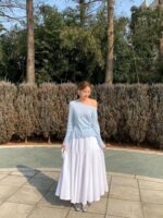 [Premium] Side-Ruched Boatneck Knit Top - Image 16