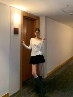 [Premium] Side-Ruched Boatneck Knit Top - Image 20