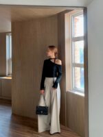 [Premium] Mesh-Layer Ruched Knit Top - Image 6