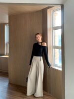 [Premium] Mesh-Layer Ruched Knit Top - Image 9