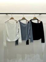 [Premium] Mesh-Layer Ruched Knit Top - Image 11