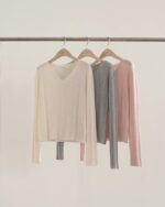 OUNCE V-Neck Rib Knit Top - Image 20