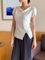 [Premium] Side-Ruched Draped Top - Image 5