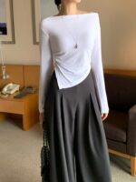 [Premium] Draped Button Asymmetric Top - Image 6