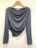 [Premium] Draped Button Asymmetric Top - Image 7