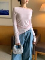 [Premium] Draped Button Asymmetric Top - Image 14