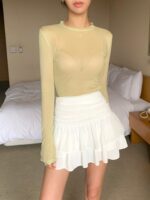 [Premium] Ruched Tiered Mini Skirt - Image 7