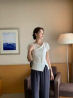 [Premium] Side-Ruched Draped Top - Image 4