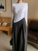 [Premium] Draped Button Asymmetric Top - Image 11