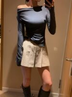 [Premium] Draped Button Asymmetric Top - Image 4