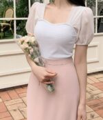 COMEBACK!! Puff Sleeves Patched Top - Image 6