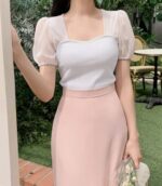 COMEBACK!! Puff Sleeves Patched Top - Image 7