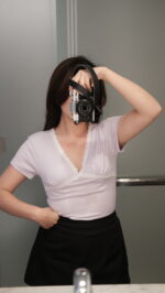 V-neck Lace Tee - Image 23