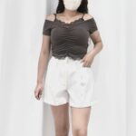 Padded Offshoulder Crop Top - Image 9