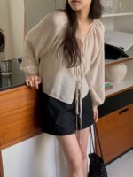[Premium] Gentle Mood Tie Blouse - Image 3