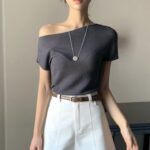 [Premium] Cloudline Off-Shoulder Knit Top