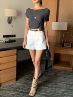 [Premium] Cloudline Off-Shoulder Knit Top - Image 5