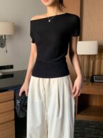 [Premium] Cloudline Off-Shoulder Knit Top - Image 10
