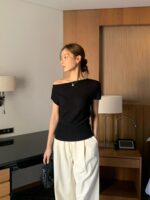 [Premium] Cloudline Off-Shoulder Knit Top - Image 12