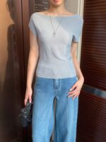 [Premium] Cloudline Off-Shoulder Knit Top - Image 19