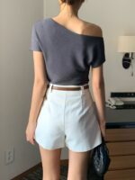 [Premium] Cloudline Off-Shoulder Knit Top - Image 4