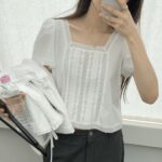 OUNCE Pure Lace Square Neck Blouse