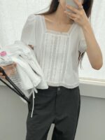 OUNCE Pure Lace Square Neck Blouse - Image 15