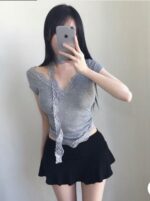 Choker Lace Vneck Tee - Image 3