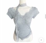 Choker Lace Vneck Tee - Image 4