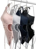 Side Cut-out Ruched One Piece - Image 8