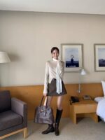[PREMIUM] Draped Shoulder Buttoned Knit Top - Image 25