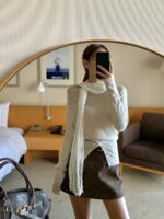 [PREMIUM] Draped Shoulder Buttoned Knit Top - Image 22