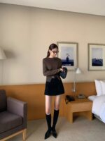 [PREMIUM] Draped Shoulder Buttoned Knit Top - Image 14