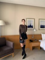 [PREMIUM] Draped Shoulder Buttoned Knit Top - Image 13