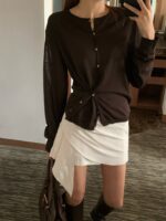 [PREMIUM] Asymmetric Ruched Mini Skirt - Image 4