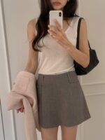 [Premium] Front Wrap Wool Skorts - Image 7