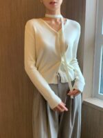 [PREMIUM] The Tie-Neck Wool Cardigan - Image 5