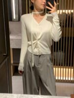 [PREMIUM] The Tie-Neck Wool Cardigan - Image 7