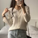 [PREMIUM] Ribbed Pleat Cardigan